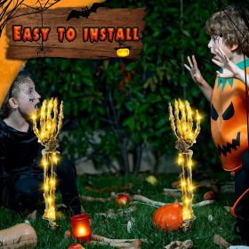 Halloween Decorations with 20 LED lights 8 changeable lighting modes waterproof battery-powered timer Skeleton Hand Realistic Halloween skeleton