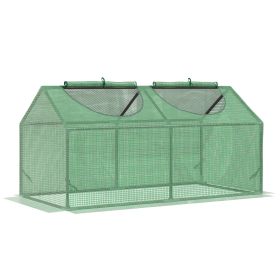 Mini Greenhouse 4 x 2 x 2 Outdoor Garden with Roll-up Windows Steel Frame PE Cover White