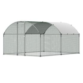 Metal Chicken Coop, 9.8x13.1x6.5 ft Large Walk-in Chicken Runs with Cover, Doom Roof Hen House Enclosure with Security Lock