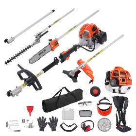 33CC 6-in-1 Multi-Functional Trimming Tools, Gas Hedge Trimmer, Weed Eater, String Trimmer, Brush Cutter, Edger