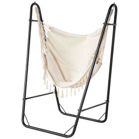 Hammock Lounge Chair Creamy White, Arc Stand & Storage Pouch, Outdoor