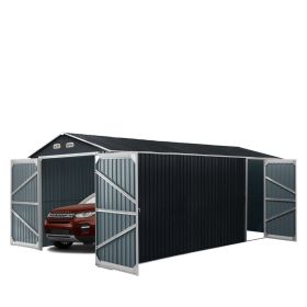 10' x 20' Metal Garage Shed with Double Front Doors, 7'8" Peak Height, Side Entry Door, 185 Sq-Ft Floor Space, TMG-MS1020A