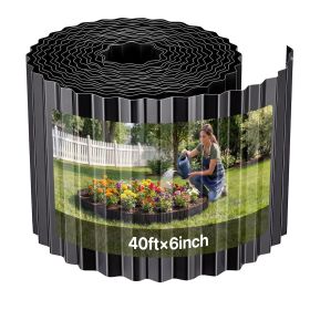 Galvanized Steel Landscape Edging, 40 ft x 6 in Metal Edging for Landscaping with Gloves, Easy-to-Install Bendable Metal Strips