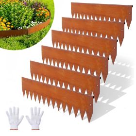 Corten Steel Landscape Edging, 6-Pack 40 x 6 Inch Metal Edging for Landscaping with 8 Connecting Plates