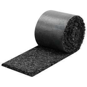 Rubber Mulch Mat Roll, 140 x 4.5 in, Recycled Rubber Permanent Mulch Edging Border, Natural-Looking Flower Barrier with Stakes