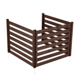 Wooden Privacy Fence, 48 x 37 inch Air Conditioner Fence, 3 Panel Solid Outdoor Wood Privacy Screen with Metal Stakes, Steel Frame