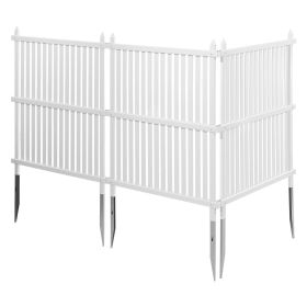 3 Panels Outdoor Privacy Screen, 36 x 45 in Air Conditioner Fence with 19.7 in Ground Stakes, Pool Equipment Enclosure, Strip Vinyl Privacy Fence