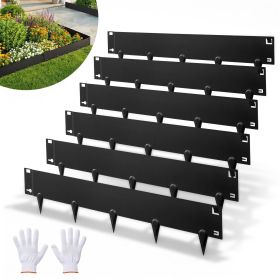 Galvanized Steel Landscape Edging, 6-Pack 40 x 8.15 Inch Metal Edging for Landscaping with Gloves, Easy-to-Install