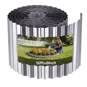 Galvanized Steel Landscape Edging, 50 ft x 6 in Metal Edging for Landscaping with Gloves, Easy-to-Install Bendable Metal Strips