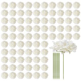 Artificial Flowers, 205 pcs Real Looking White Silk Fake Hydrangea Bulk, White Faux Bridal Shower with Stems for DIY Wedding Bouquets