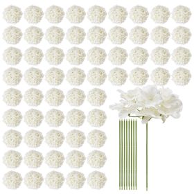 Artificial Flowers, 305 pcs Real Looking White Silk Fake Hydrangea Bulk, White Faux Bridal Shower with Stems for DIY Wedding Bouquets