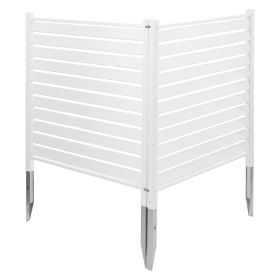 2 Panels Outdoor Privacy Screen, 48 x 48 in Air Conditioner Fence with 19.7 in Ground Stakes, Pool Equipment Enclosure, Louvered Vinyl Privacy Fe