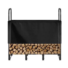 Firewood Rack with Waterproof Cover, 4 ft Outdoor Firewood Holder, 1/4 Cord Storage Metal Log Holder, 400lb Max Weight Capacity, Top Covered