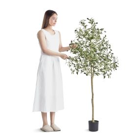 Artificial Olive Tree, 5 FT Tall Faux Plant, Secure PE Material & Anti-Tip Tilt Protection Low-Maintenance Plant