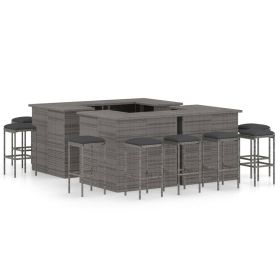 Garden Bar Set Grey Poly rattan Removable Covers Garden Bar Set