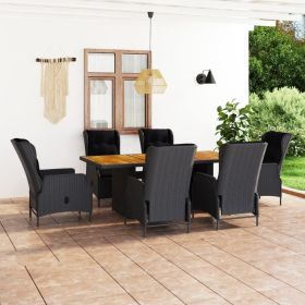 Outdoor Dining Set Dark grey Round PE rattan Large