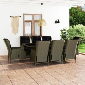 Patio Dining Set Set of 8 Brown, Black PE Rattan Large