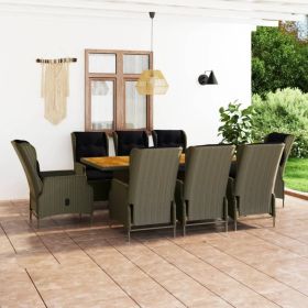 Patio Dining Set Set of 8 Brown Round PE rattan 9 Piece Set