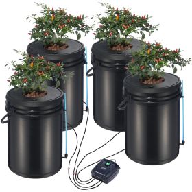 DWC Hydroponic System, 5 Gallon 4 Buckets, Deep Water Culture Growing Bucket, Hydroponics Grow Kit with Pump, Air Stone and Water Level Device
