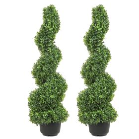 2 pcs. Artificial Boxwood Tower Topiary Spiral Artificial Plant 91cm high Decorative Plant Green Plastic PE Iron Topiary Plants incl. 10 pcs. Rep
