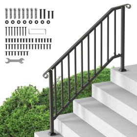 Handrails for Outdoor Steps, 5 Step Stair Hand Rail Kit, Transitional Carbon Steel Railings with Installation Kit, Stair Rails for Seniors
