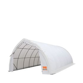 20' x 30' Arch Wall Peak Ceiling Storage Shelter with Heavy Duty 11 oz PE Cover & Drive Through Doors, TMG-ST2031P (Previously ST2030P)