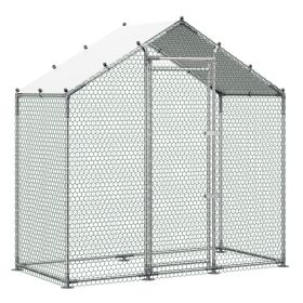 Large Metal Chicken Coop,6.6 x 3.3 x 6.6 ft, Walk-in Chicken Run House with Waterproof Cover & Sturdy Frame