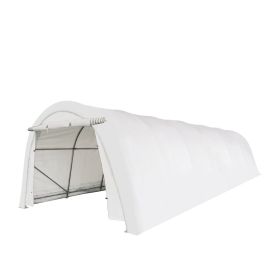 12' x 30' Car Shelter w/Rounded Roof & Heavy-Duty 11 OZ PE Fabric Cover, Galvanized Steel Frame, Fabric front roll-up door, TMG-ST1230R