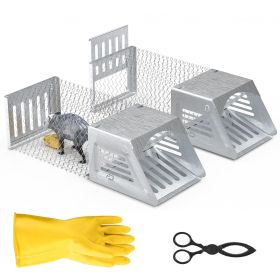 2Pcs Humane Mouse Trap Cage No Assembly Need Automatic Continuous Rat Trap with Single Way Door Reusable Catch And Release Live Cage Trap for Rod