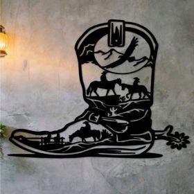 CIFbuy Gothic Black Metal Boot Wall Hanging Indoor Outdoor Art Sculpture(TikTok, Temu Pick-up Service) (Option: Defaulttitle)