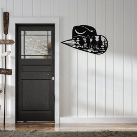 Distressed Metal Cowboy Hat Wall Decor - Vintage Western Wall Art (Option: Wrought iron decoration)