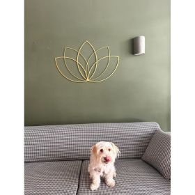 Gold Lotus Flower Metal Wall Art - Modern Zen Decor For Living Room (Option: Wrought iron decoration)