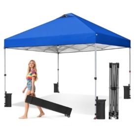 10x10 Feet Retractable Tent, Portable Outdoor Shelter, Suitable For Beaches, Events, Camping (Option: BLUE)