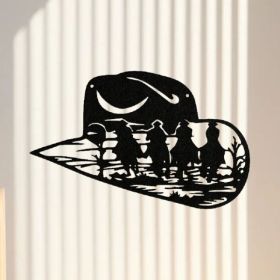 CIFbuy Aluminum Western Cowboy Hat Silhouette Wall Art Decor Country Theme Home Decoration Gift(TikTok, Temu Pick-up Service) (Option: Defaulttitle)