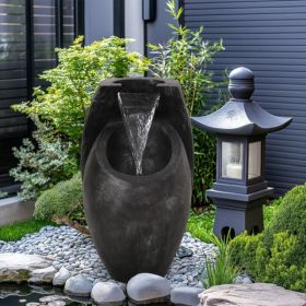 Backyard Water Fountain - 21.5 Tall Floor Standing Fountain, Indoor And Outdoor Modern Two-Tier Waterfall For Garden, Patio, Or Yard Decor (Option: Defaulttitle)