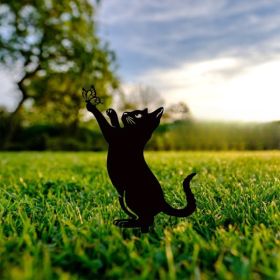 CIFbuy Minimalist Black Iron Cat Sculpture Outdoor Garden Patio Lawn Decor (TikTok, Temu Pick-up Service) (Option: Defaulttitle)