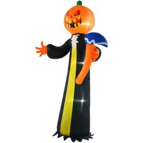10ft Inflatable Halloween Pumpkin Head Ghost with Hammer, Blow Up LED  Display for Garden Indoor Outdoor (Option: Black-300x300x145 mm)