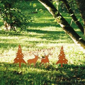 CIFbuy Antique Metal Deer And Tree Sculpture Set Rustic Garden Statues Lawn Patio Decor Farmhouse Outdoor Yard Art (TikTok, Temu Pick-up Service) (Option: Defaulttitle)