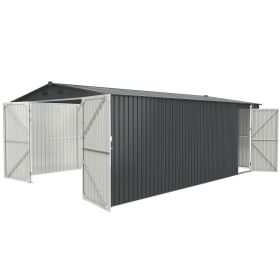 Outdoor Storage Shed 20x13 FT, Metal Garden Shed Backyard Utility Tool House Building with 2 Doors and 4 Vents for Car,Truck,Bike, Garbage Can,To (Color: as Pic)